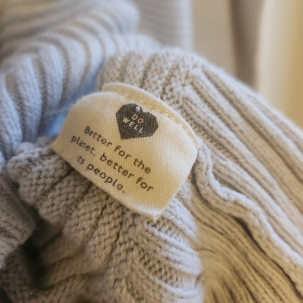 Madewell Greensboro Button-Back Sweater | Cream‎ & Periwinkle | Size M - Picture 6 of 9